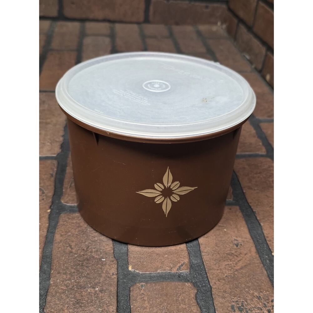 Vintage Tupperware Starburst Canister Brown With Lid #264